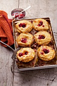 Minced meat with pineapple, cheese and lingonberries