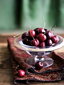 Cherries in a Glass Dish