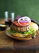 Burger with Lettuce, Onion and Tomato