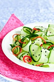 Cucumber salad with black sesame seeds and chilli