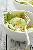 Spicy cucumber salad (close-up)