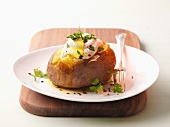 A jacket potato with spicy quark and flaxseed oil