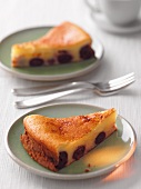 Two slices of cherry cake