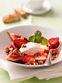 Mascarpone ice cream with figs and cantucci