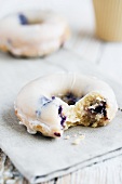 Blueberry doughnuts with icing sugar