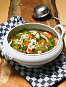 Colourful chicken soup