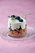 Trifle with yogurt and blueberries