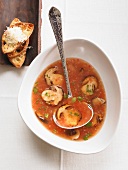 Tomato soup with porcini mushrooms