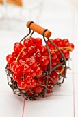 Redcurrants in a wire basket