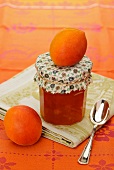 Apricot jam and fresh apricots