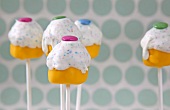 Cake pops decorated with colourful chocolate beans