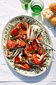 Blue swimmer crabs with champagne sauce
