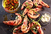 Grilled prawns with chilli oil and garlic