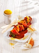 Braised shashlik kebab with ketchup and curry