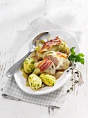 Cabbage roulade with bacon and parsley potatoes