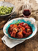 Wild boar ragout with chestnuts and sour cherries