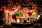 Various drinks on a bar