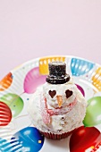 A snowman cupcake