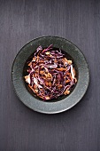Red cabbage and carrot salad with walnuts