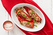 Peppers filled with rice and minced meat
