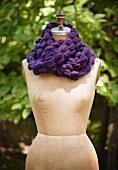 Purple Scarf Made from Alpaca Wool; On Form