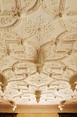 View of stucco ceiling with conical elements