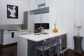 White Kitchen with Stools