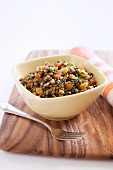 Bowl of Curried Lentils with Golden Raisins