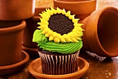 Sunflower Cupcake with Clay Flower Pots