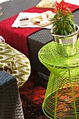 Modern outdoor furniture & wire side table (detail)