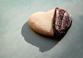 Heart Shaped Sugar Cookie Dipped in Chocolate with Sprinkles