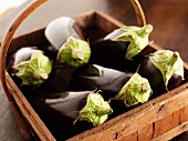 Aubergines in a basket