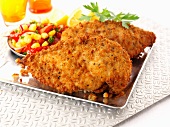 Breaded chicken breast with salsa
