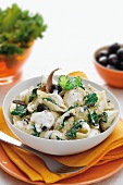 Conchiglie pasta with olives and herbs