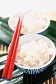 A rice bowl and chopsticks