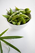 Steamed soy beans with salt