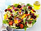 A colourful salad with oranges