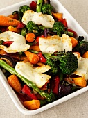 Oven-roasted vegetables with mozzarella