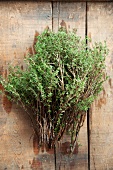 Fresh thyme on a wooden table