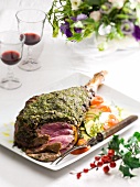 Leg of lamb with a herb crust