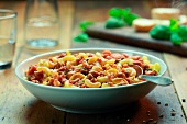 Elbow macaroni with bolognese sauce