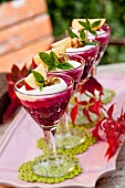 Beetroot mousse with apples and walnuts