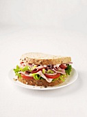 A ham and tomato sandwich