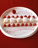 Diced cod with cherries