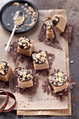 Peanut butter fudge topped with chocolate