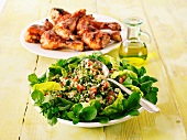 Tabbouleh and grilled chicken legs