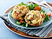 Gratinated potatoes with tuna and cheese