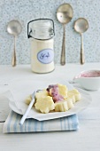 Semolina flowers with blueberry yoghurt