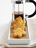 Autumn leaf biscuits with coffee cream