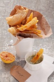 Sellerie und Chips mit Kräuter-Majo